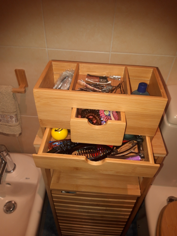 Organiseur Salle De Bain 5 Compartiments Natureo Noir Et Bambou - Five