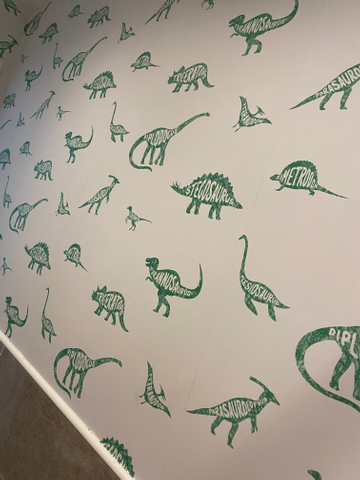 Showing wallpaper Holden Decor Dinosaur Dictionary Green Wallpaper - 90902 on the wall