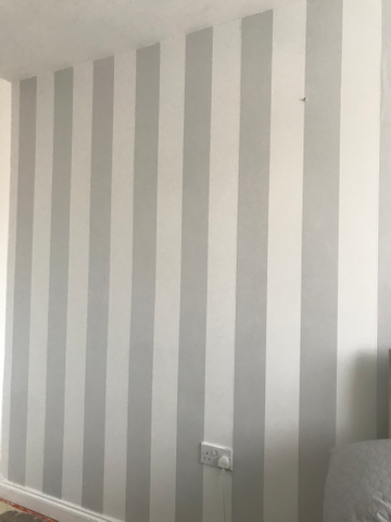 Showing wallpaper Rasch Stripe Silver/White Wallpaper - 286632 on the wall