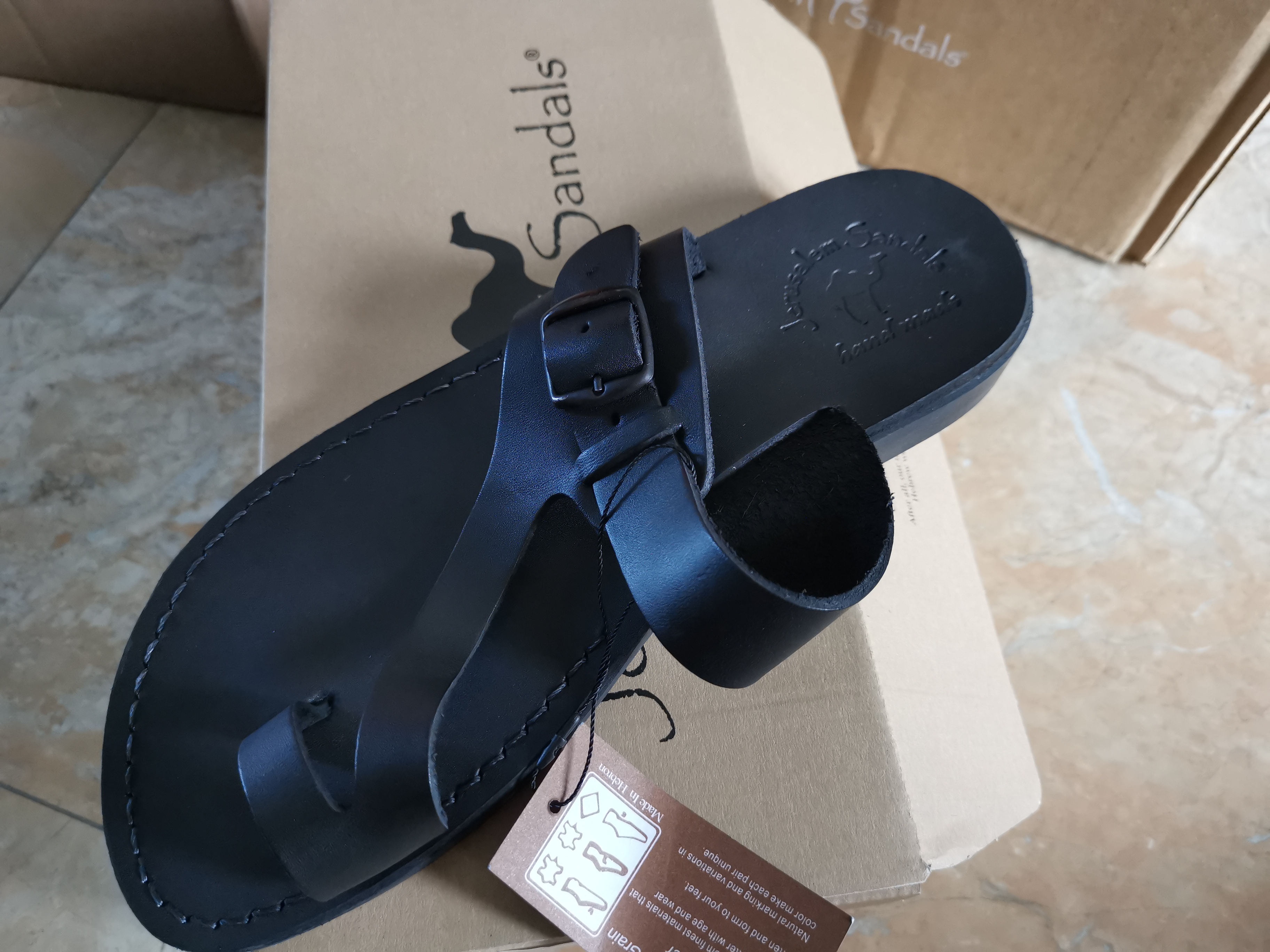 Silas Black Leather Sandals - Men's Buckle Sandals