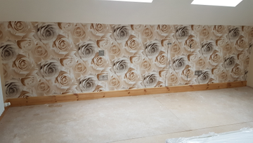 Showing wallpaper Muriva Madison Rose Floral Bloom Beige Wallpaper - 119504 on the wall