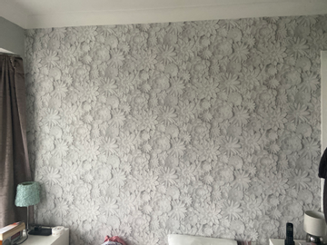 Showing wallpaper Fine Decor Dimensions 3D Effect Floral White/Grey Wallpaper - FD42554 on the wall