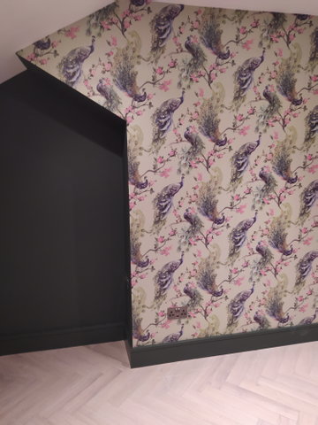 Holden Menali Peacock Glitter Wallpaper Grey Pink Green Floral Birds Blue