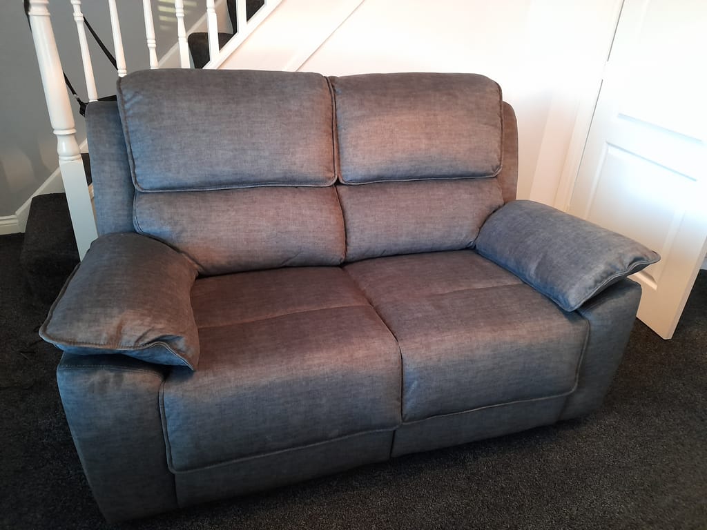 Goodwood Charcoal 2 Seater Recliner Sofa Oak Furnitureland