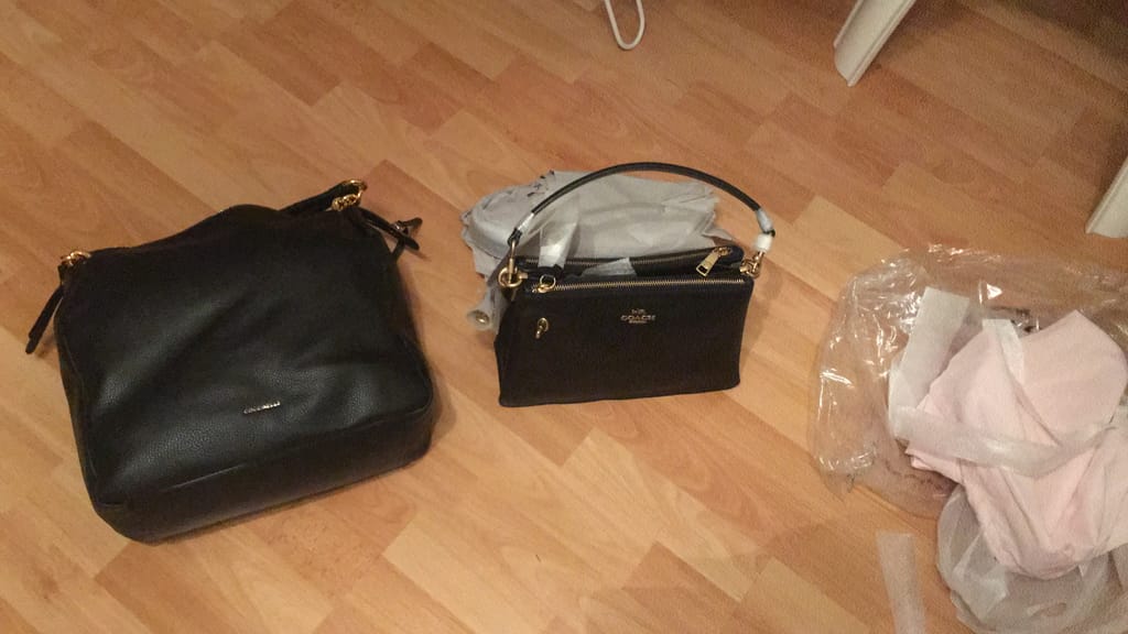 Coach Womens Double Zip Shoulder Bag Black Hobo Bag