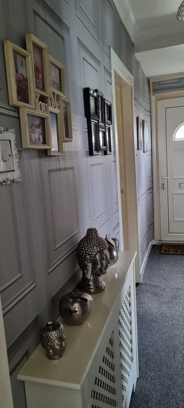Showing wallpaper Belgravia Decor Oliana Wood Panel 3D Effect Grey Wallpaper - 8492 on the wall