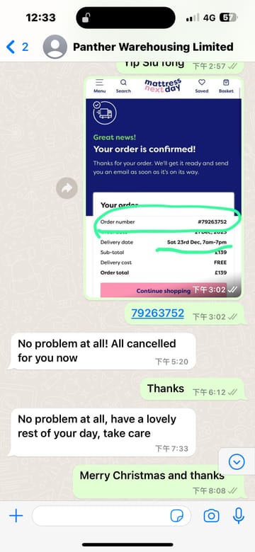 A customer photo for Dreamland Jasmine Mattress - I have bad experience in this company. I made an order on 21 dec 20:00 however m. Author: Yip. Dated: 2024-01-05