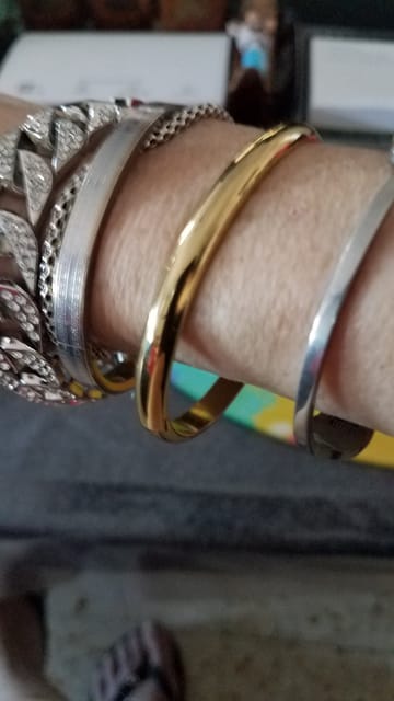 Lot De 2 Bracelets Jonc Femme - Acier Inoxydable Doré Or - Bijoux Manchette Imposante