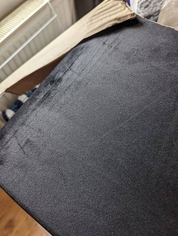 A customer photo for Classic Divan Bed - This divan is not plush as described, turned up marked and fabric is not great q. Author: Craig. Dated: 2024-02-16