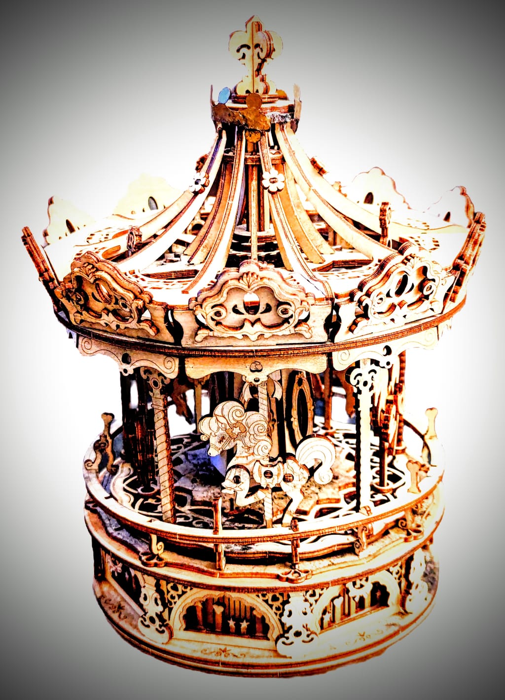 ROKR Romantic Carousel Mechanical 3D Wooden Puzzle Music Box AMK62