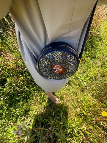 Blue Chloe Round Bag with Embroidered Dormouse – Fable