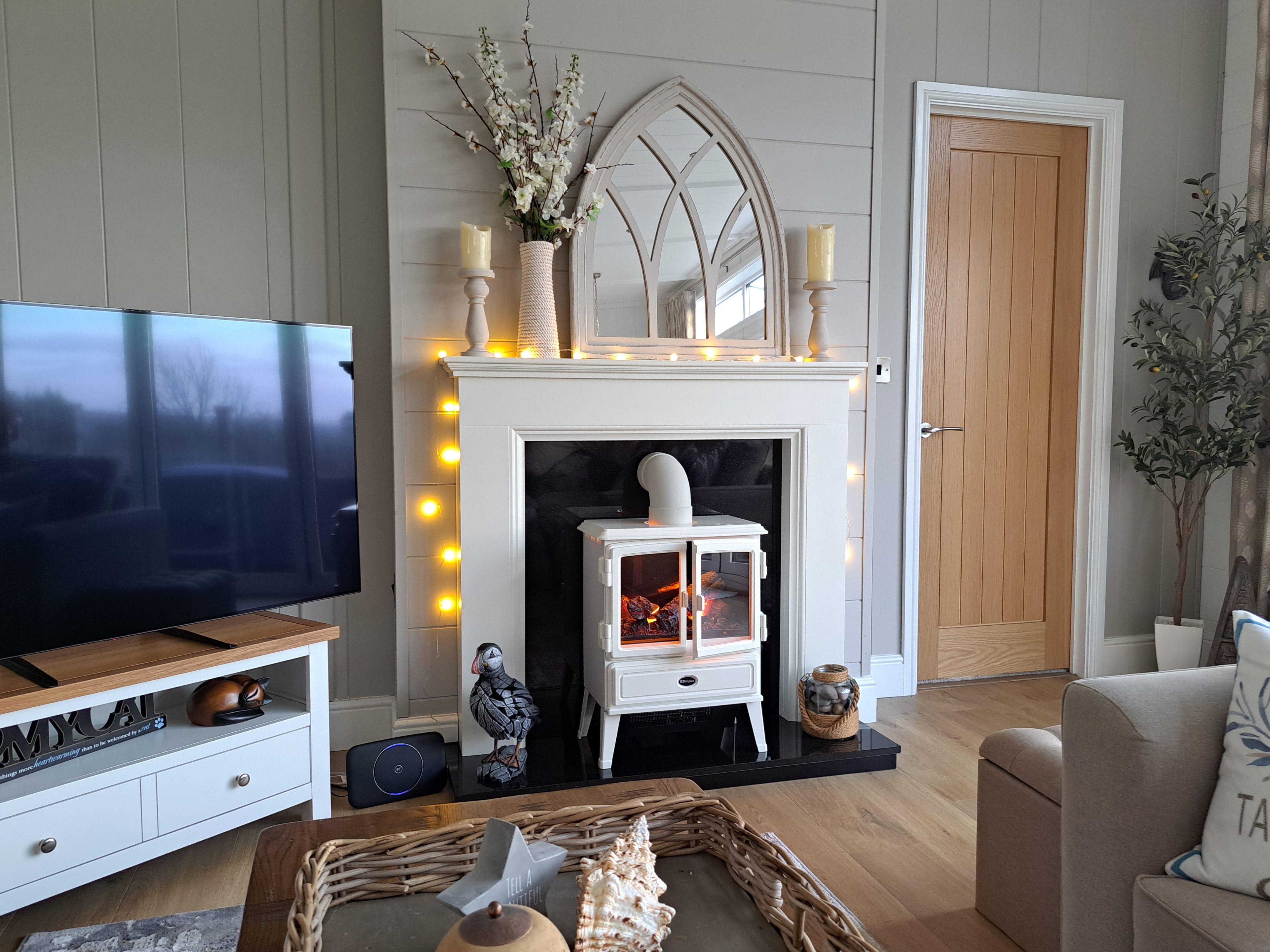 Fire Surrounds Dunelm White Electric Fire Dimplex Auberry Opti
