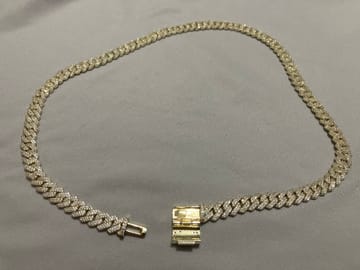 8.5MM Diamond Prong Cuban Necklace - Yellow Gold