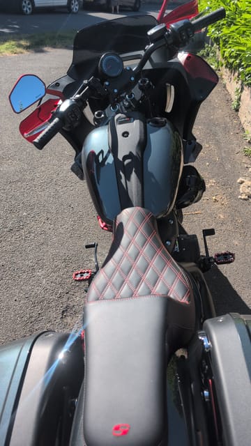 Saddlemen Step-Up Red Front Lattice Stitched Seat For Harley
