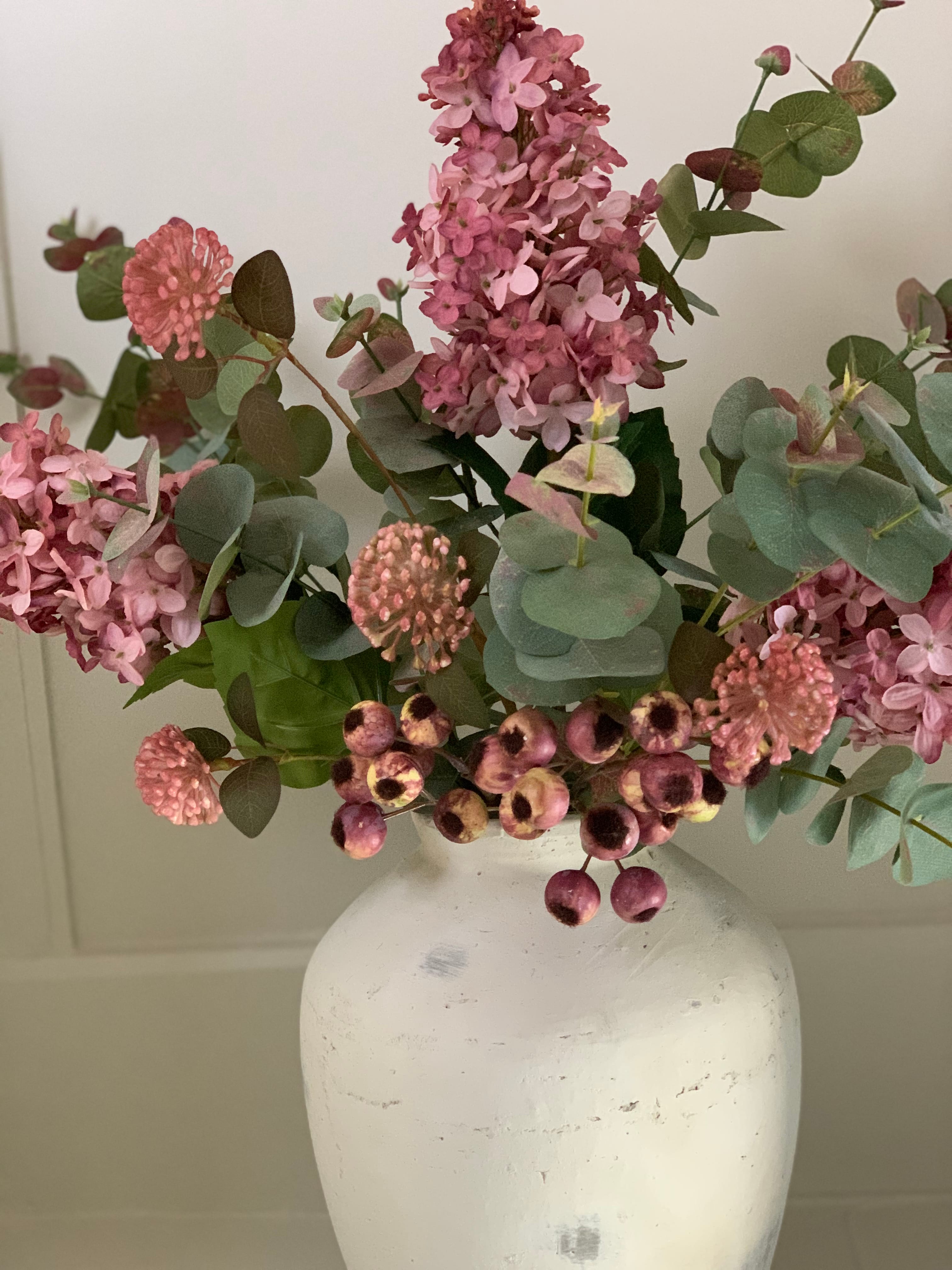 Artificial Cone Hydrangea | Faux Flower Arrangement | Pink