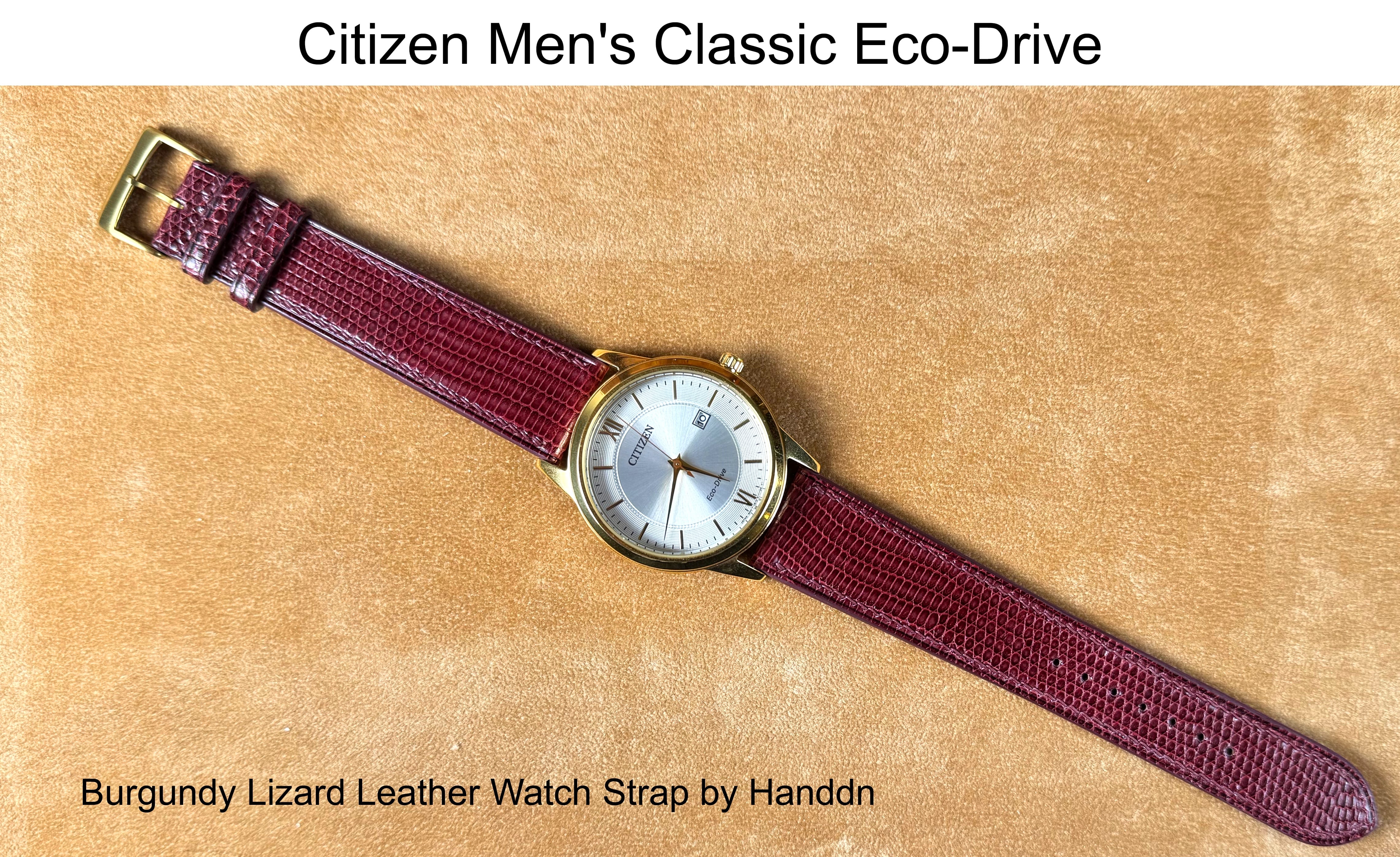 Burgundy Lizard Leather Watch Strap | Handdn - Bespoke  display picture 1