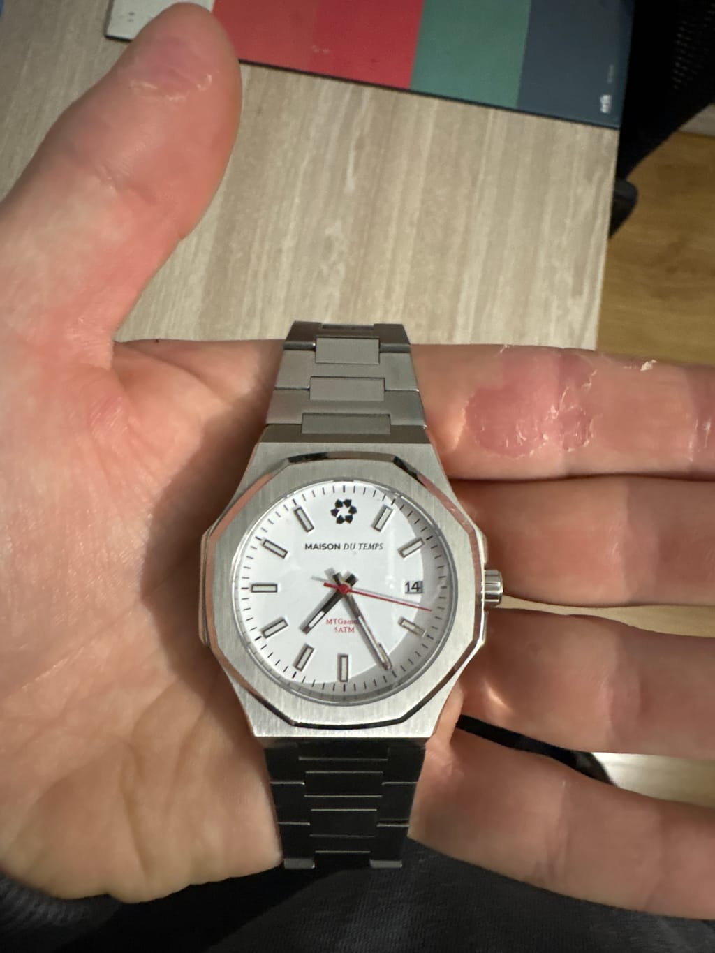 Cadran De Montre Galbé Blanc Dato - Compatible ETA 2641 - Diamètre 17,10 Mm - Neuf Sans étiquette
