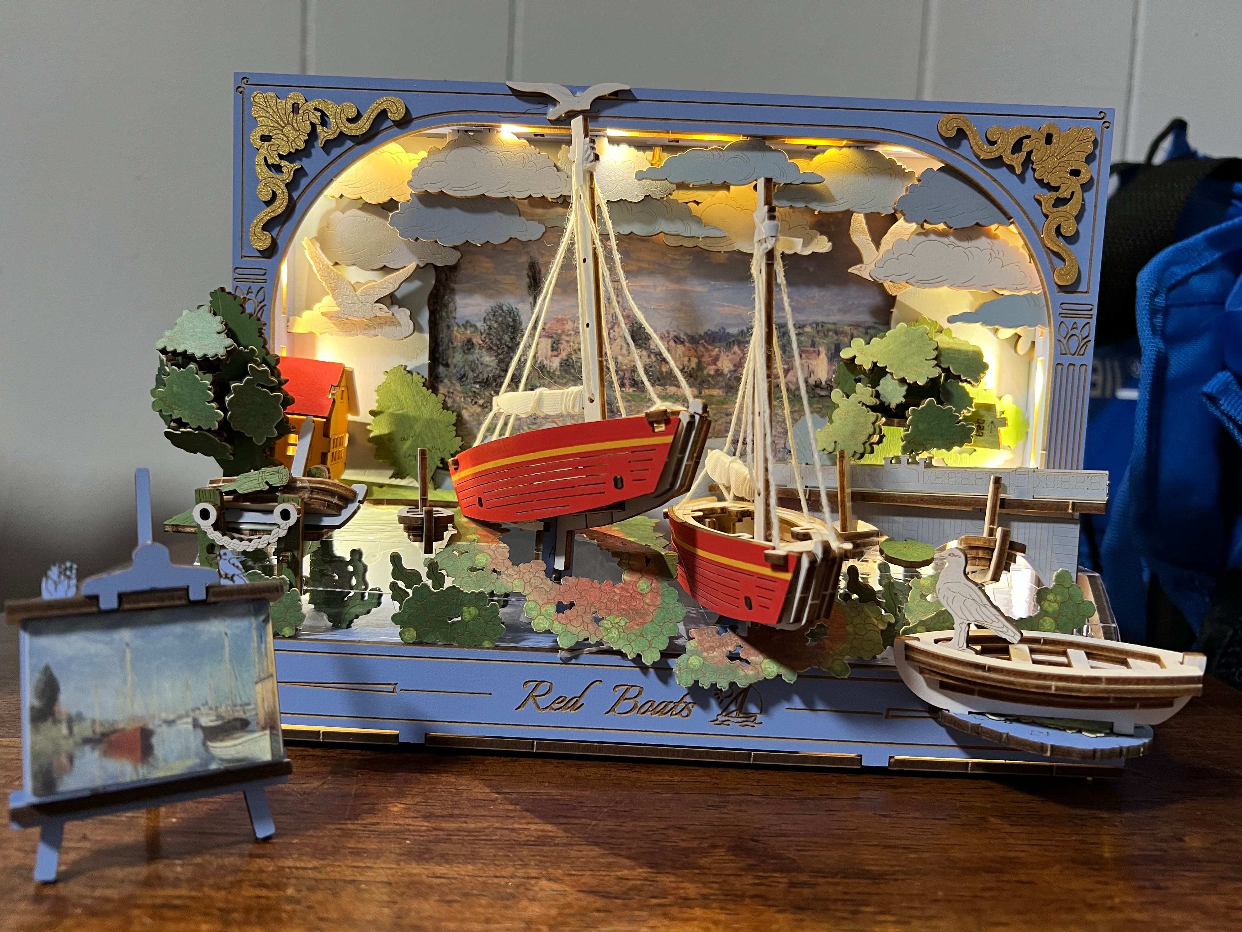 Rowood Red Boats Wall Art 3D Wooden Puzzle TH004 | Robotime Online